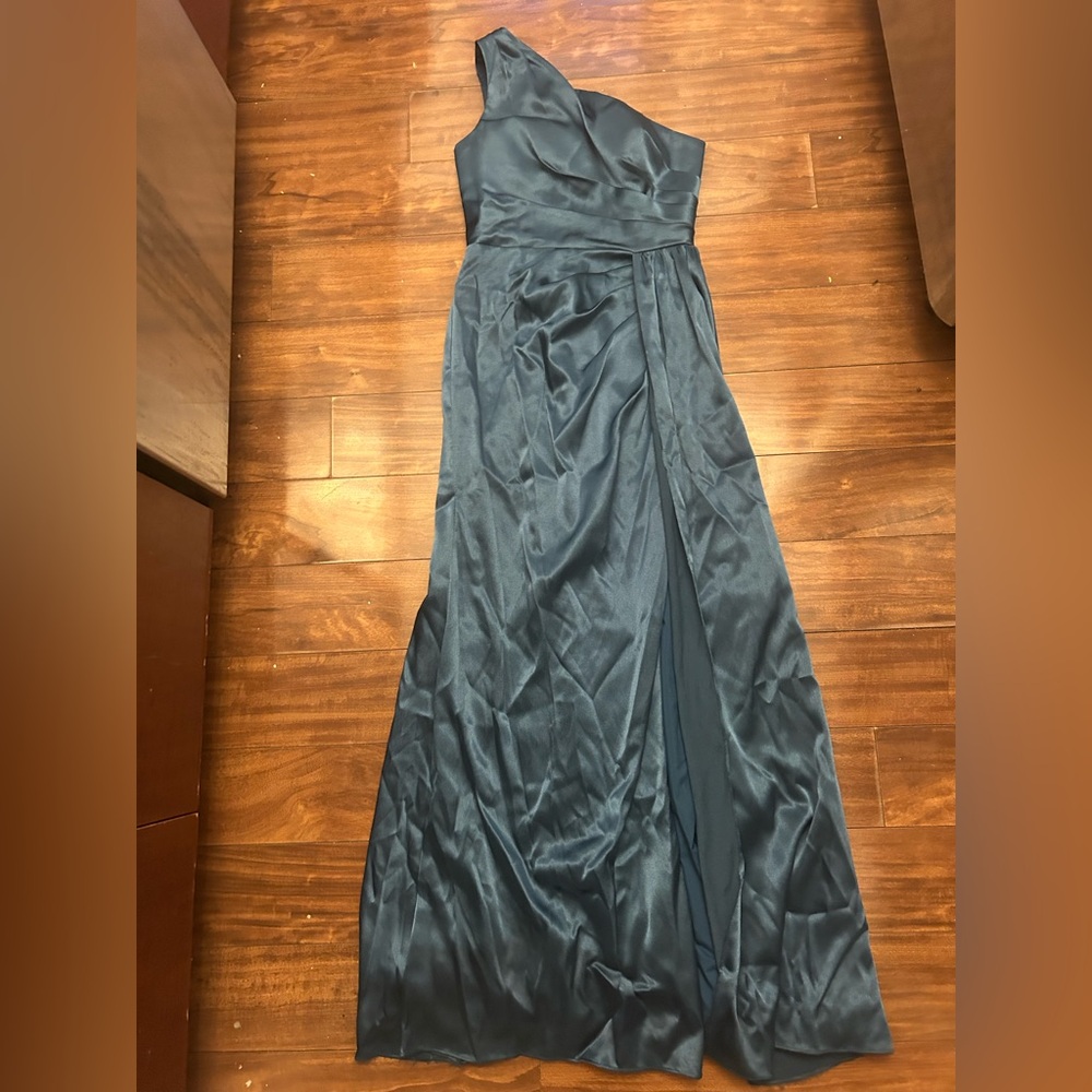 Elegant Blue One Strap Evening Gown